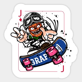 Jack Playing Card with Skateboard Graffiti Street Art Sticker